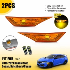 For 2016-2021 Civic Honda LED Side Lights Marker Turn Signal Lamp Lens Amber 2X