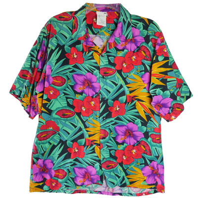 Uniforms To You Mens Size M Hawaiian Colorful Camp Shirt Floral Vintage