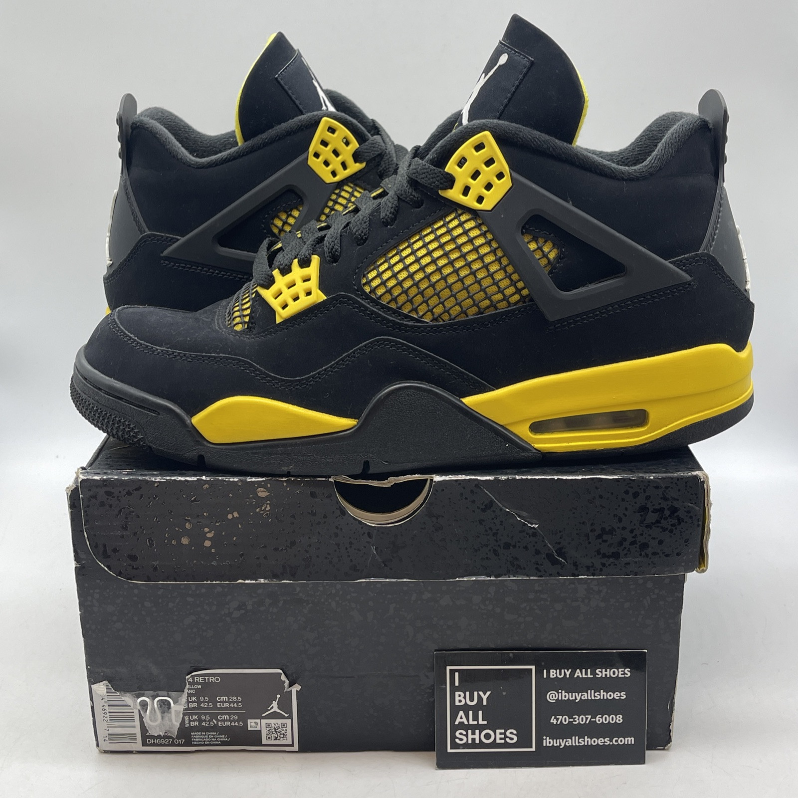 Size 10 - Jordan 4 Retro Mid Thunder Yellow Black White Suede