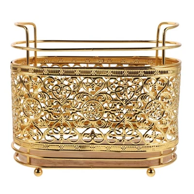 Makeup Brush Holder for Vanity: Vintage Brush Pen Holder - Hollowed Bedroom - Image 1 of 4