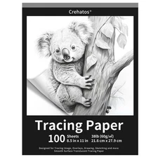 Crehatos 8.5 x 11 Tracing Paper, Translucent Tracing Pad, 100 Sheets