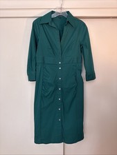 Express Business Dress Emerald Green Shirt Dress 3/4 Length Sleeve 6