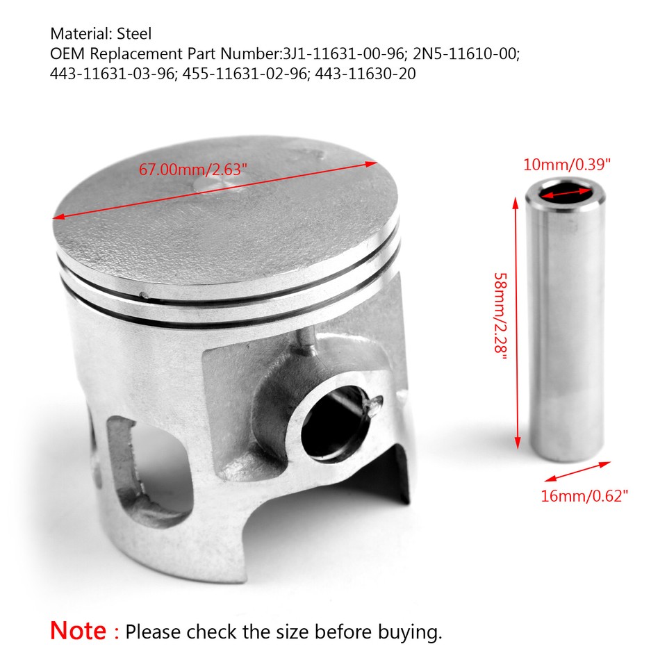 2N51161000 Bore Size 67.00mm Piston Kit For Yamaha DT175 YT175 MX175 7482 US eBay