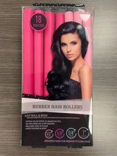 MY BEAUTY SPOT RUBBER HAIR ROLLERS 18 PIECES ASSORTED MEDIUM TO LONG HAIR NEW