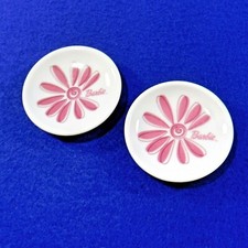 BARBIE Set of 2 Miniature Tea Set PLATES Pink Flower by Schylling - Porcelain