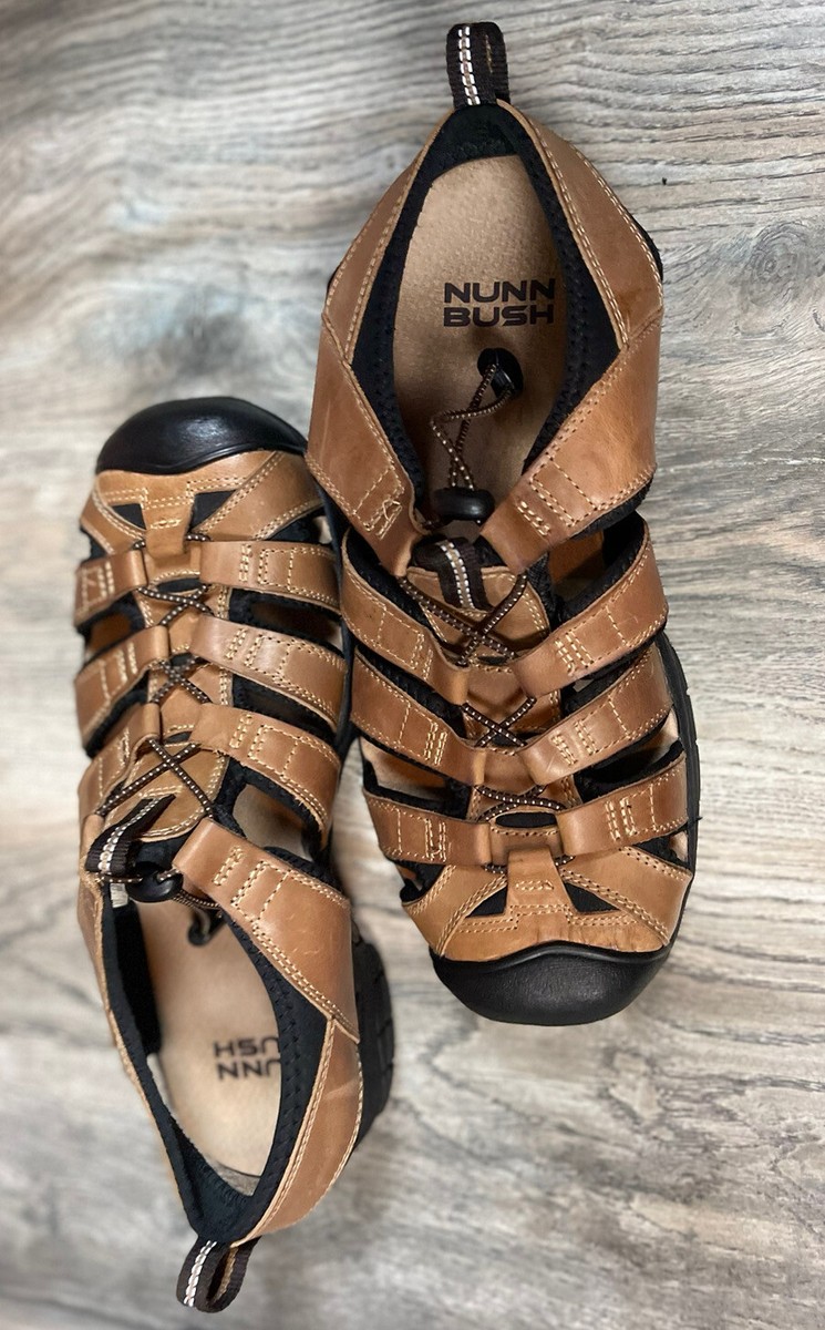 NUN BUSH MENS BROWN LEATHER SANDALS SIZE 10M EXCELLENT 