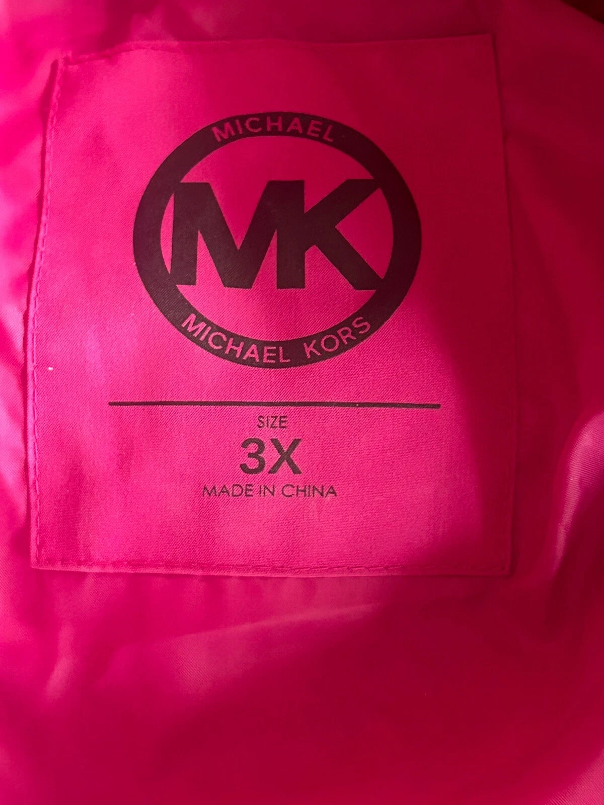 MICHAEL KORS donna 3XL rosa fucsia puffer scooba giacca con cintura cappuccio pelliccia sintetica MK