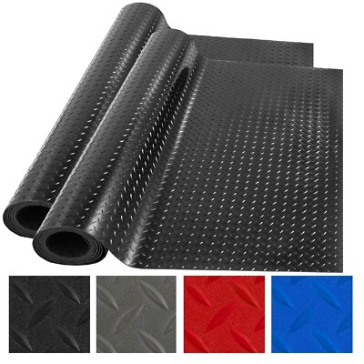 #ad Garage Floor Mat Diamond Plate PVC Vinyl Flooring Rolls Non Slip 2.5mm Thick $41.99