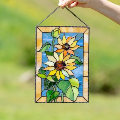 Runder Buntglas-Sonnenfänger Mit Sonnenblumen – Fensterdeko Im Cottagecore-Look Für Bauernhaus & Wohnzimmer
