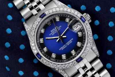 Rolex Datejust 31 mm Blue Vignette Dial Sapphire & Diamond Stainless Steel Watch