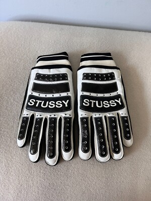 小物 STUSSY Learher Bike Gloves Stussy Leather Bike Gloves Black/White Men's - SS24 - US