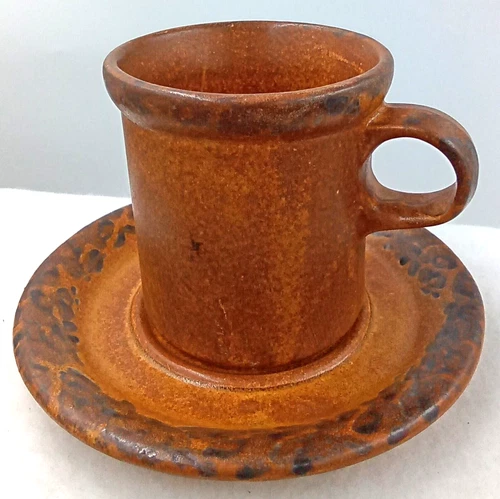 Nelson McCoy Mug Saucer Canyon Mesa 1412 Brown Stoneware Pottery Vintage USA