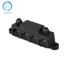 5/16" 12V 250A Black 4 Post Busbar Bus Bar Power Distribution Block With Cover