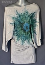 New Womens USA SEXY GRAY FLORAL RHINESTONE OFF SHOULDER CLUB DRESS TUNIC S M L
