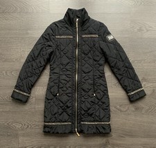 Just Cavalli Black Quilted Jacket With Gold Chain Detail - Size Uk 8 (rrp £495)