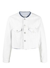 Maison Margiela Slightly Used Cropped Frayed Coated-denim Jacket Size14 £1050