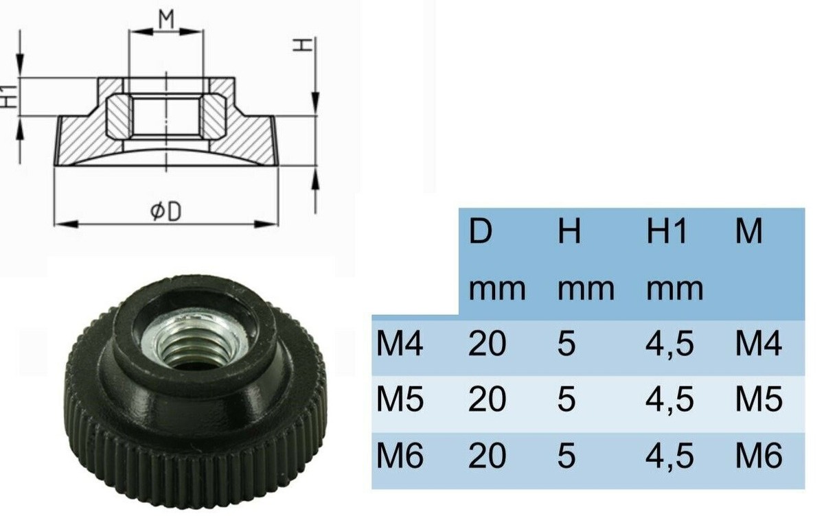 15 Viti A Manopola M6×25mm Testa Stella - In Lega Di Zinco Nero Per Macchine E Mobili - Foto 5