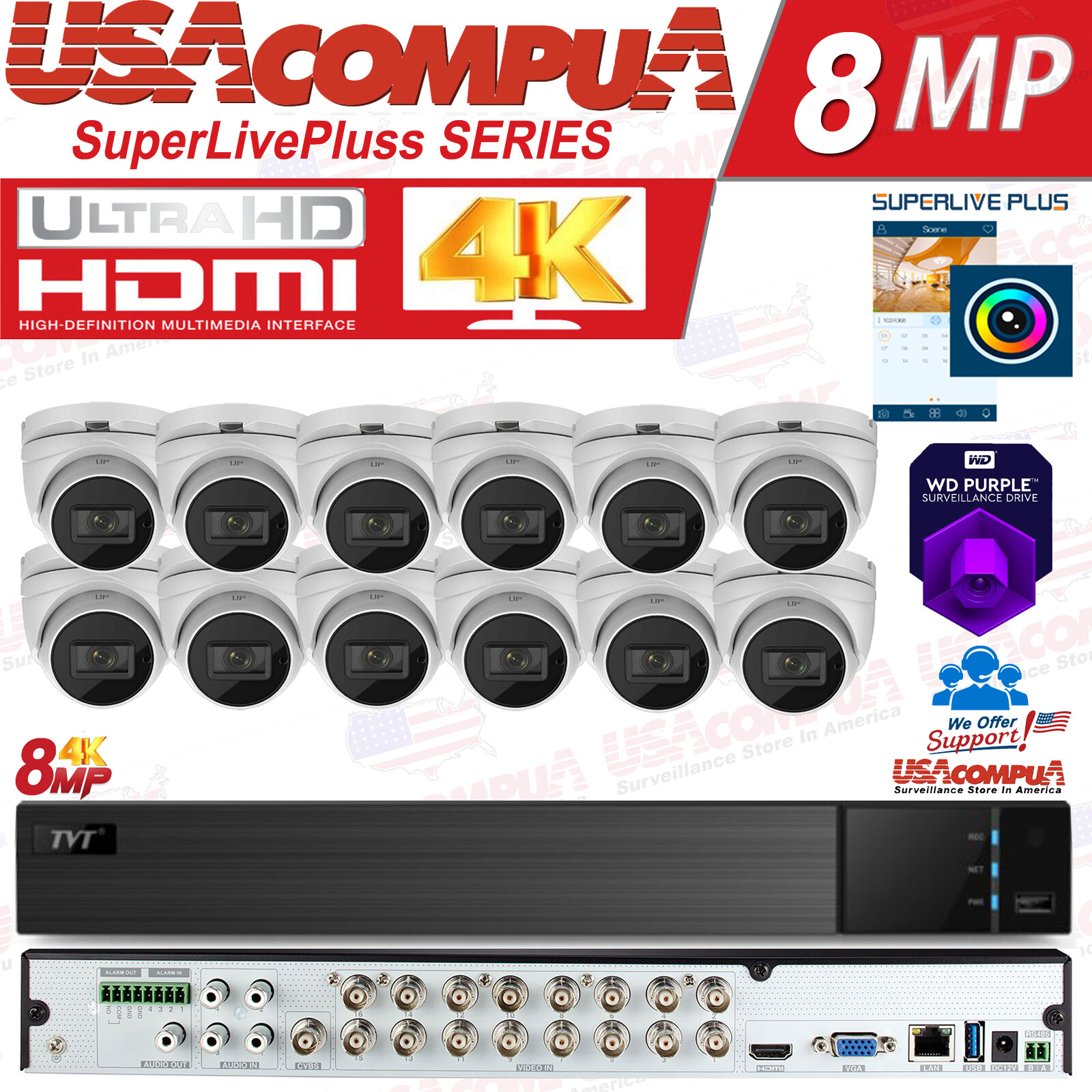8 Megapixel 16-camera Kit 4tb Hard Disk