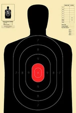 B-27E [B27E] Silhouette Target with Red Center [22.5" x 34.5"] (6 targets)