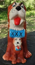 Vtg Piggy Bank Bankers Systems Inc Hard Plastic 10” St Bernard Mom & Puppy