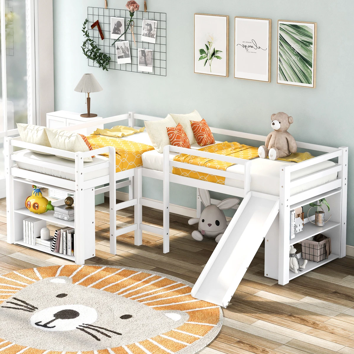 Two twin beds l cheap shaped