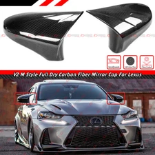FOR 14-20 LEXUS IS200 IS300 IS350 DRY CARBON FIBER V2 M STYLE SIDE MIRROR COVERS