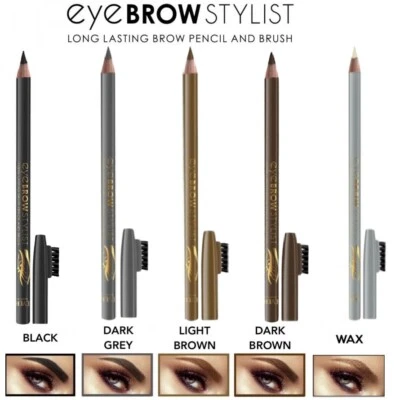 London Eyebrow Pencil & Brush Comb DARK BROWN LIGHT BROWN BLACK DARK GREY WAX