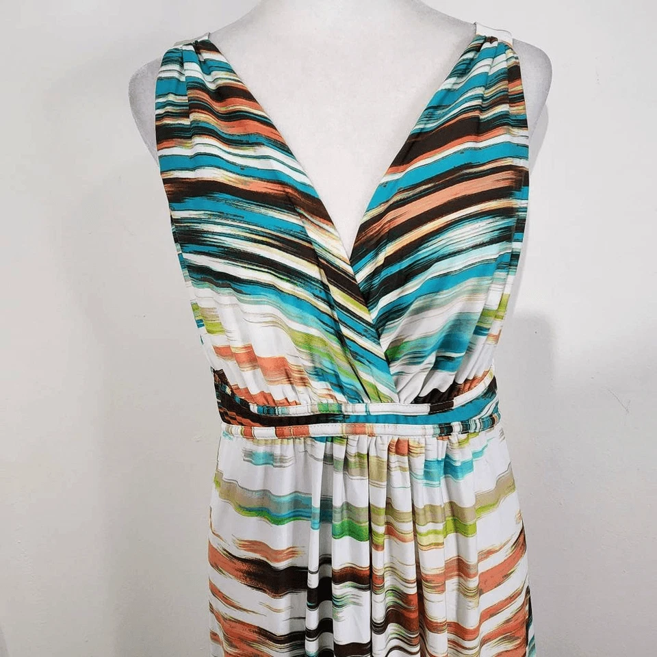 New Directions Multi-Color Sleeveless Maxi Dress Size Medium Long Boho Dress - Imagem 3 de 4