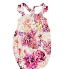 Posh Peanut Amira Pink Ruffled Cap Sleeve Bamboo Bubble Romper 3-6 Months Summer