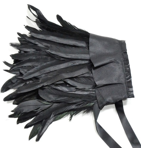 Black Feather Stole Shawl Gothic Feather Shawl Cosplay Gatsby Cape Halloween - Picture 3 of 8