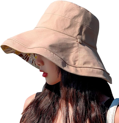 Reversible Floral Sun Hats UV Protection UPF Packable Wide Brim Chin Strap Women