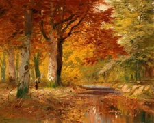 Forest autumn scene scenery painting Wall art HD Giclee Printed on Canvas P188
