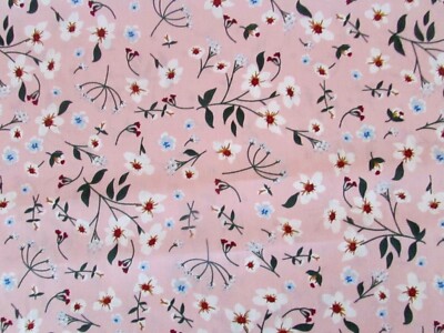  Baumwolle mit Blumen auf rosa 50x150cm Romantik-Look neu