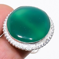 Natural Green Onyx Gemstone 925 Sterling Silver Ring Size 8 j955