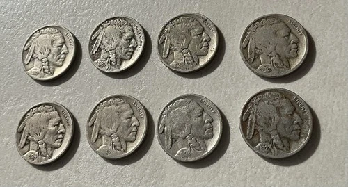 Lot Of 8 Buffalo Nickels 1919 1920 1921 1923 1924 1925 1926 1927