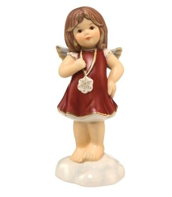 Goebel Engel Ein Knicks für dich Porzellan Figur Weihnachten bordeaux neuwertig
