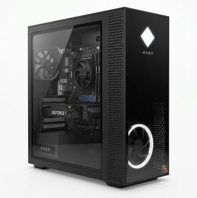 HP Omen 30L Gaming Desktop Tower, NVIDIA GeForce GTX, Black, Built-in Wi-Fi