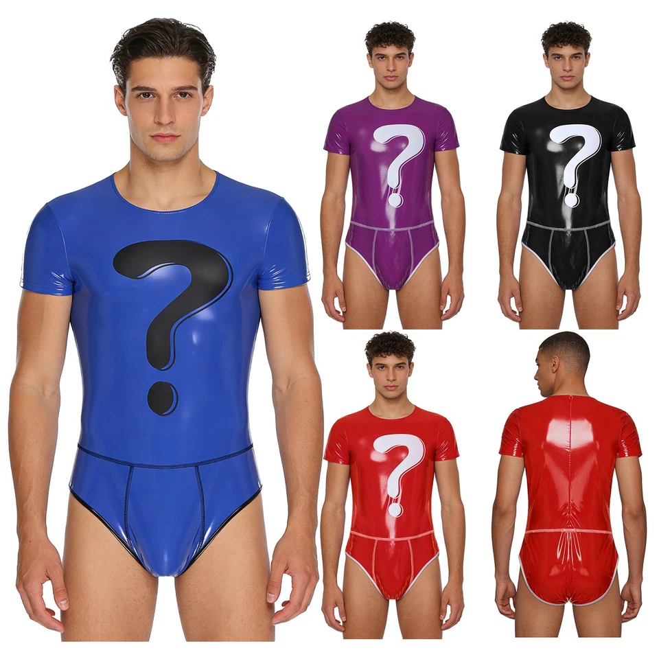 Männer Jumpsuit Dating-Abend Unitard Glänzend Body Flüssig Ein Stück Schlank - Bild 2 von 4