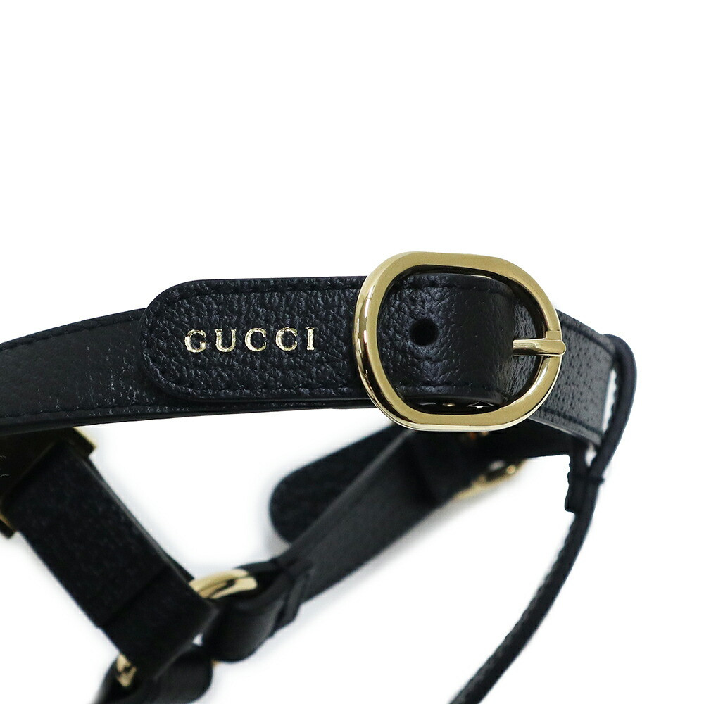 新品 GUCCI ジオメトリックG ペット レザー ハーネス デメトラ S GUCCI Geometric G Pet Harness M Size 46 - 54cm Neck