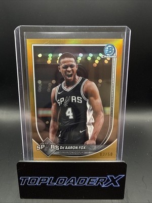 2025-26 Bowman De'Aaron Fox Chrome Gold Refractor #/50 Spurs