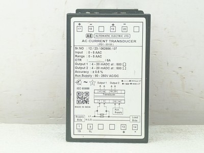 AUTOMATIC ELECTRIC 0-5 AAC Ac Current Transducer 250V AC/DC 5A