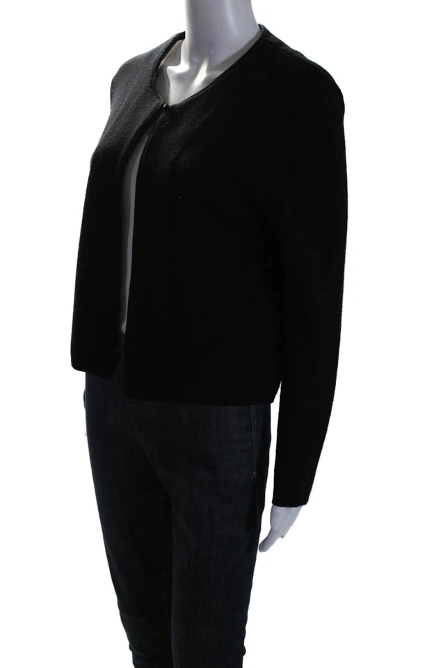 Женский кардиган Classiques Entier из шерсти мериноса с круглым вырезом на молнии черный размер M - Изображение 2 из 4