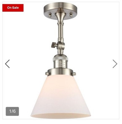 Franklin Restoration Large Cone LED 8 inch Brushed Satin Nickel Semi-Flush Mount