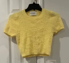 Cider Yellow Fuzzy Knit Crop Top Women’s Small 