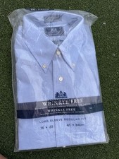 Stafford Men's Wrinkle-Free Button-Up Long Sleeve Dress Shirt Blue Size 16/33