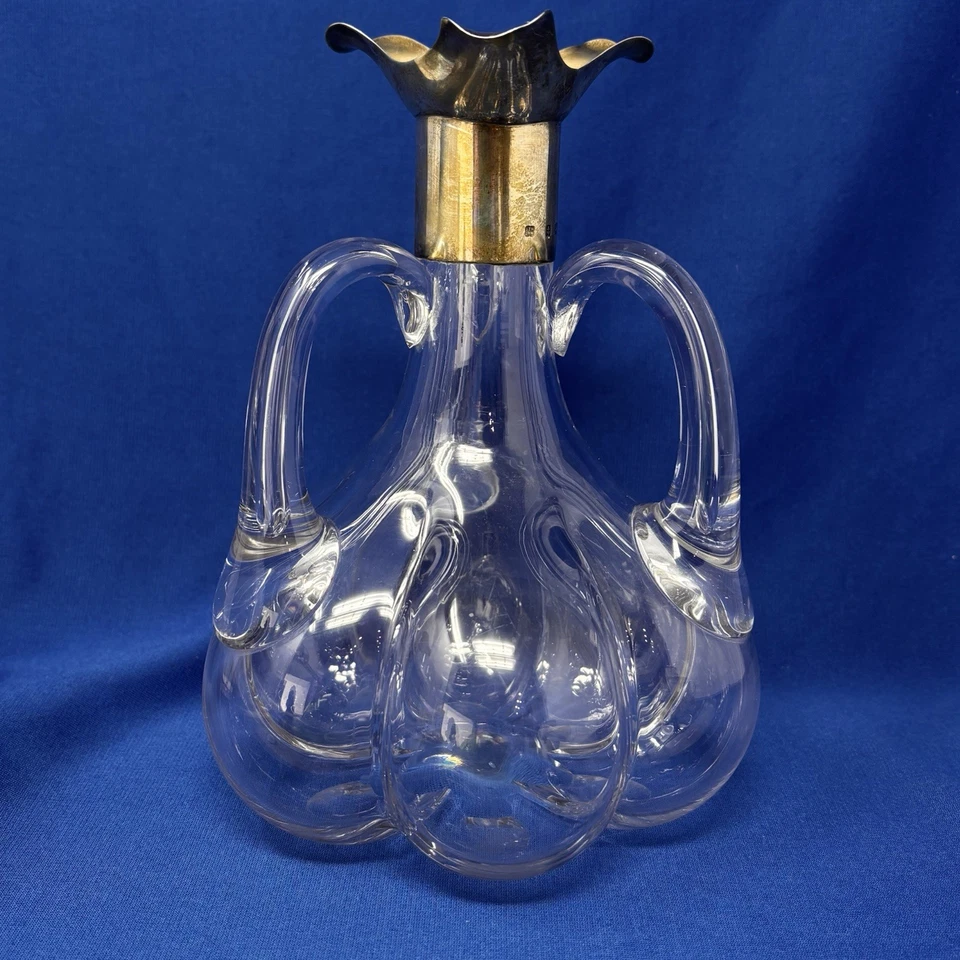Jarra de cristal de tres asas Heath & Middleton British Silver Maker 1903 Foto 2 de 4