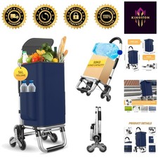 Heavy Duty 3-in-1 Foldable Shopping Cart with Waterproof Bag - 110 lbs Capacity