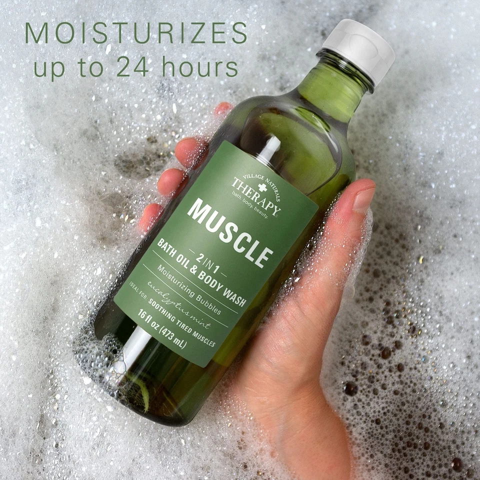 Aceite de baño y gel de baño con espuma muscular 16 oz. Paquete de 2, verde, 16 oz Foto 4 de 4