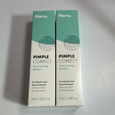 LOT OF 2 HERO PIMPLE CORRECT ACNE CLEARING GEL PEN 0.34 OZ EXP 04/2026 Sealed