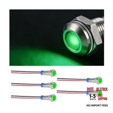 5PCS Car LED Indicator Light, 6mm Metal Vehicle Left Right Signal Lamp Green